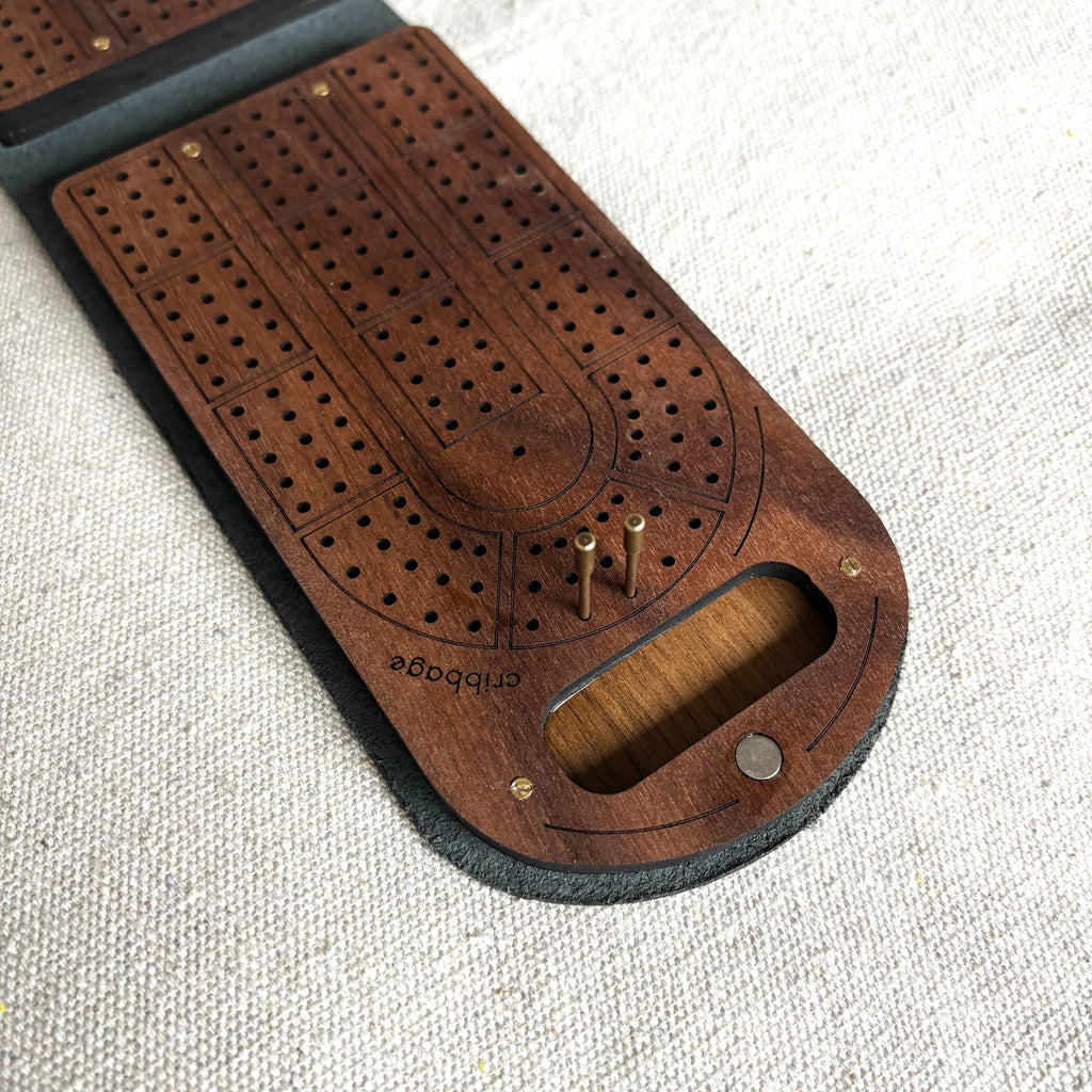 Travel Cribbage Board - Walnut Wood