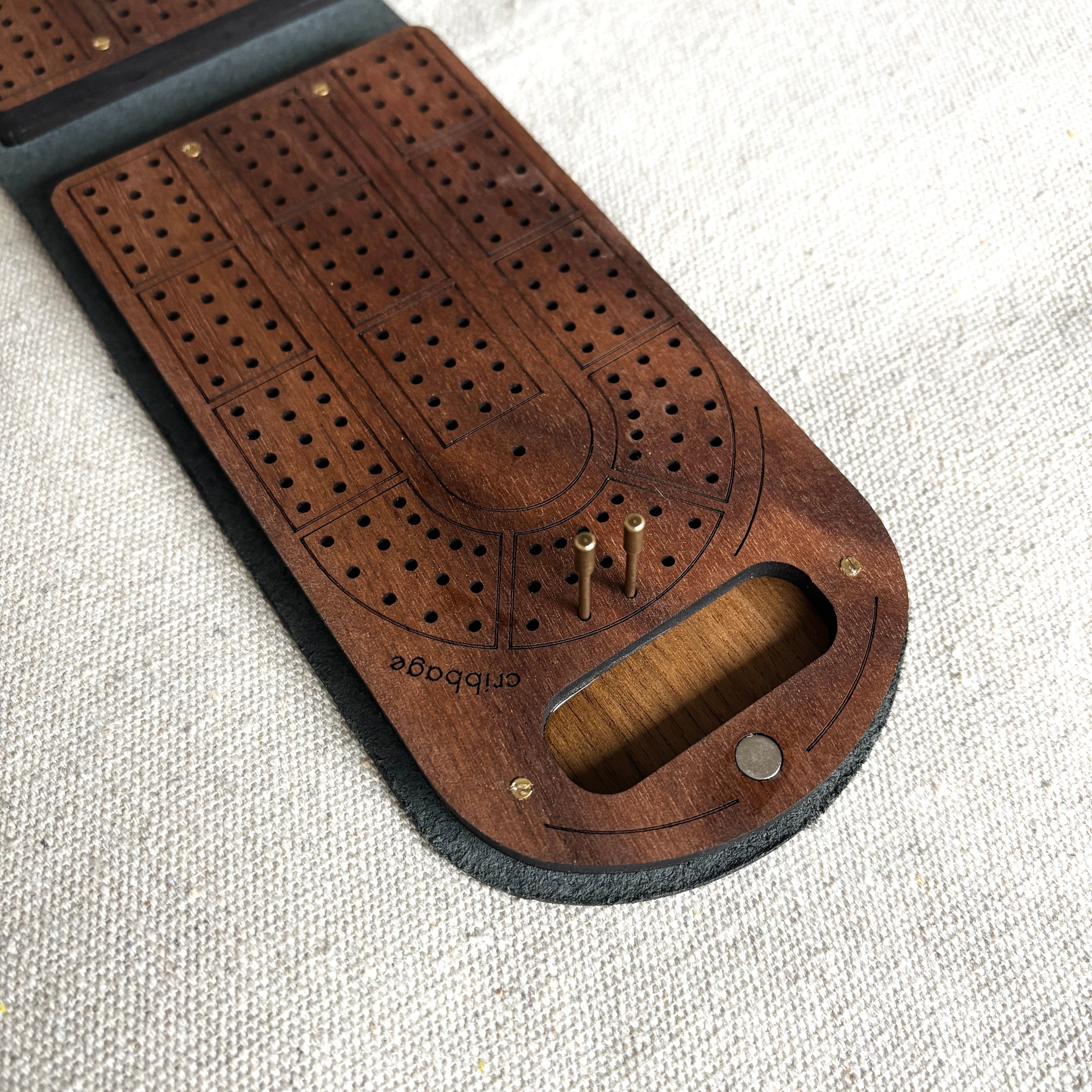 Travel Cribbage Board - Walnut Wood