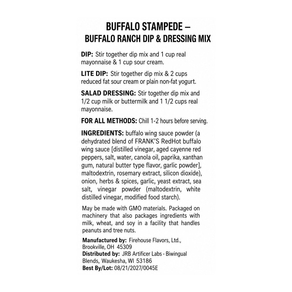 Buffalo Stampede directions and ingredients