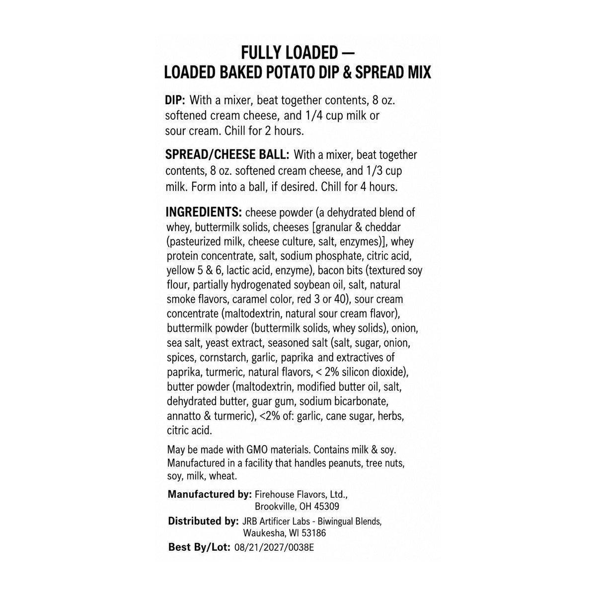 Fully Loaded directions and ingredients
